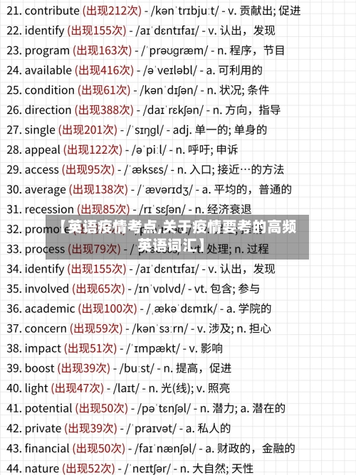 【英语疫情考点,关于疫情要考的高频英语词汇】-第2张图片
