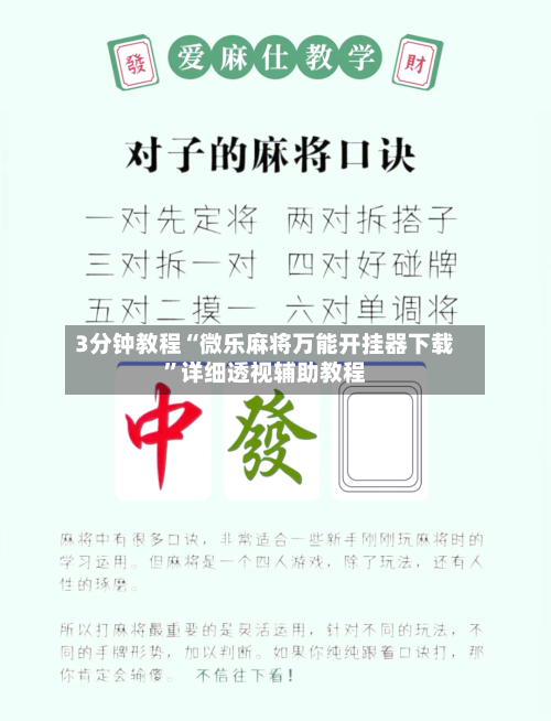 3分钟教程“微乐麻将万能开挂器下载”详细透视辅助教程
