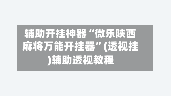 辅助开挂神器“微乐陕西麻将万能开挂器	”(透视挂)辅助透视教程-第2张图片