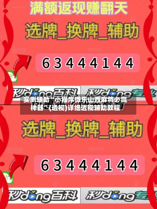 实测辅助“小程序微乐山西麻将必赢神器	”(透视)详细透视辅助教程-第2张图片