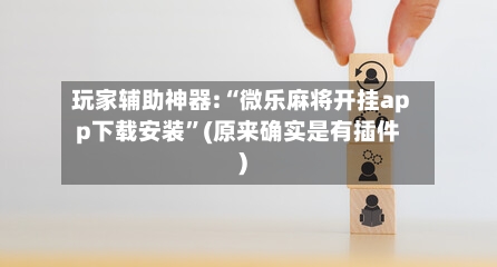 玩家辅助神器:“微乐麻将开挂app下载安装”(原来确实是有插件)