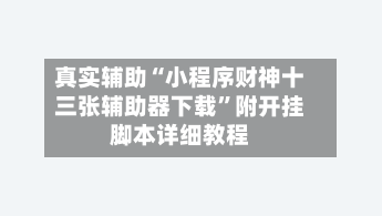 真实辅助“小程序财神十三张辅助器下载”附开挂脚本详细教程-第2张图片