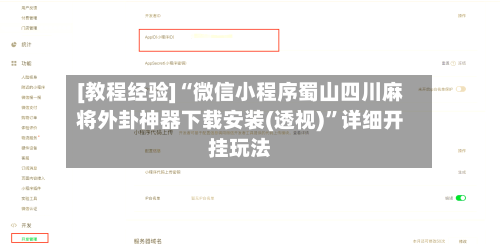 [教程经验]“微信小程序蜀山四川麻将外卦神器下载安装(透视)”详细开挂玩法-第2张图片