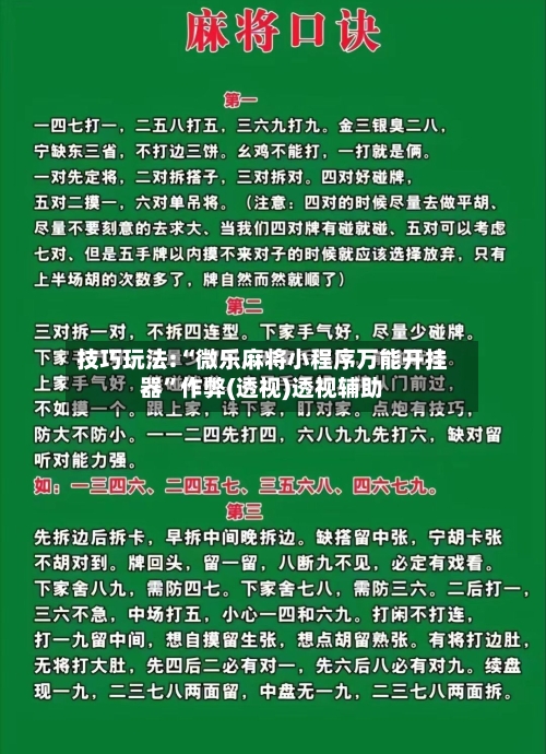 技巧玩法:“微乐麻将小程序万能开挂器”作弊(透视)透视辅助-第3张图片