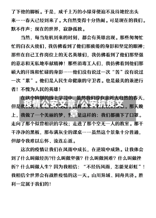 疫情公安文章/公安抗疫文章-第2张图片