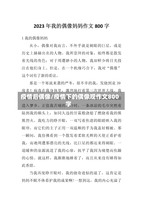 疫情后偶像/疫情下的偶像观作文800字